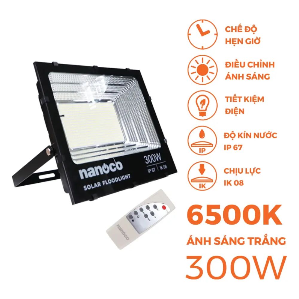 Đèn Pha LED Solar 300W Nanoco NLFS300650L