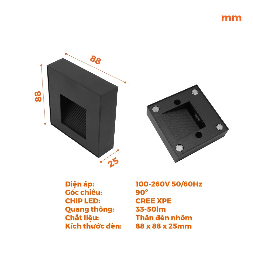 Đèn lối đi 3W Nanoco NSLX901 / NSLM901 Stella Series màu đen
