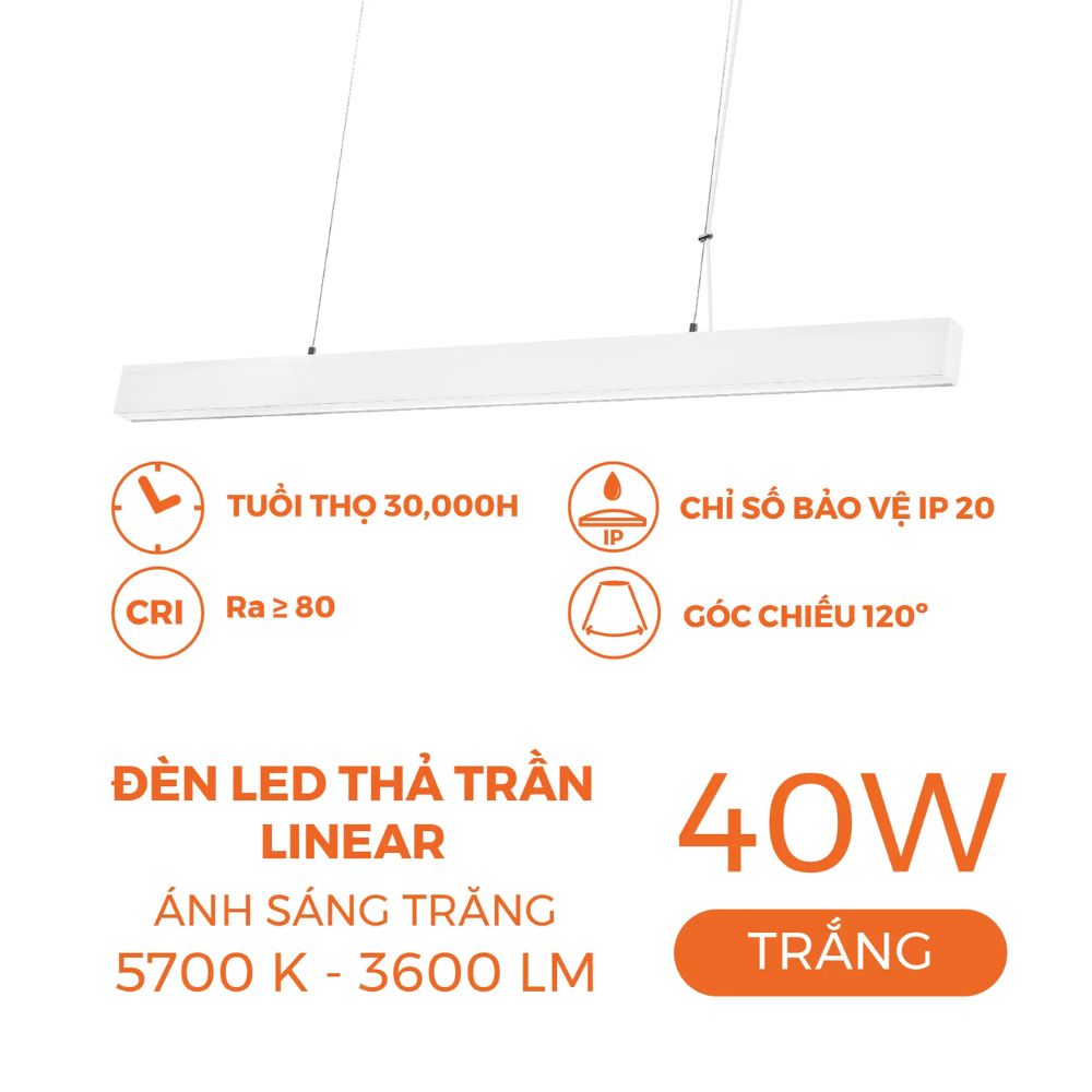 Đèn LED thả trần 40W Nanoco NLNF40 màu trắng