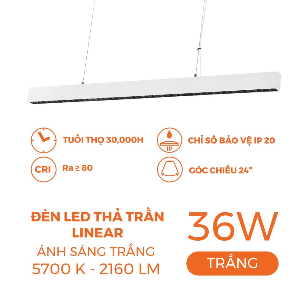 Đèn LED thả trần 36W Nanoco NLNG36 màu trắng