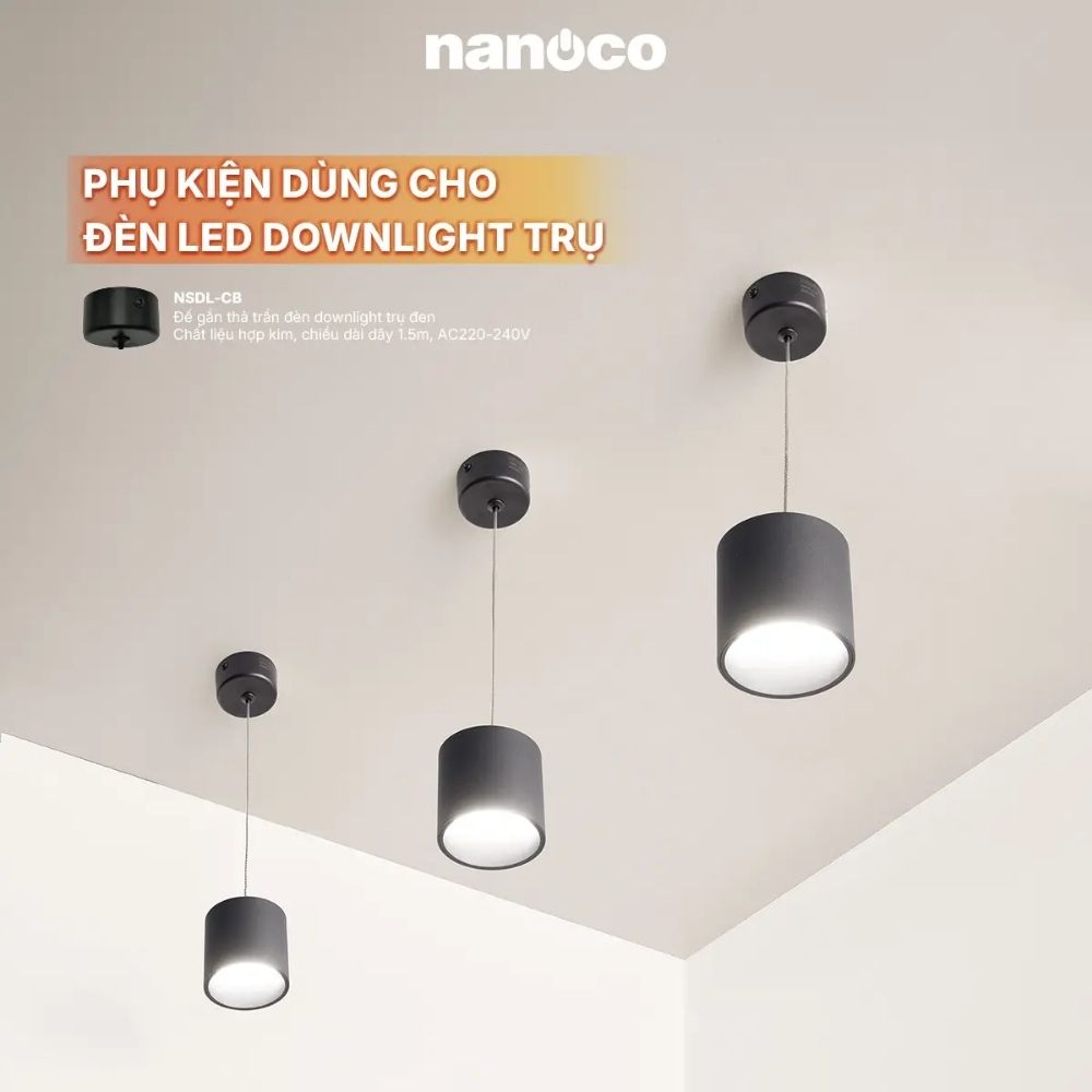 Đèn LED Downlight trụ 10W Nanoco NSDL10 màu đen