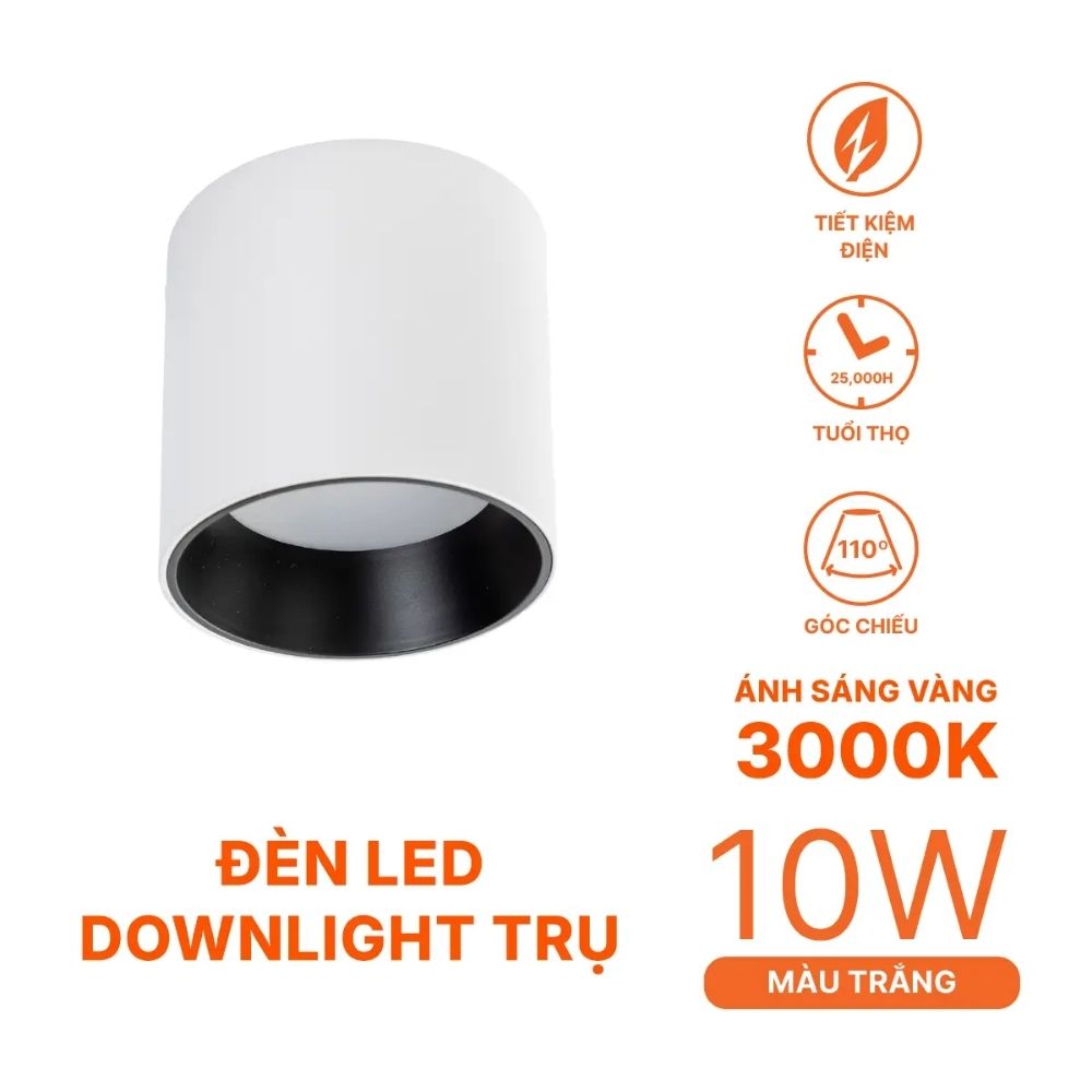 Đèn LED Downlight trụ 10W Nanoco NSDL10 màu trắng