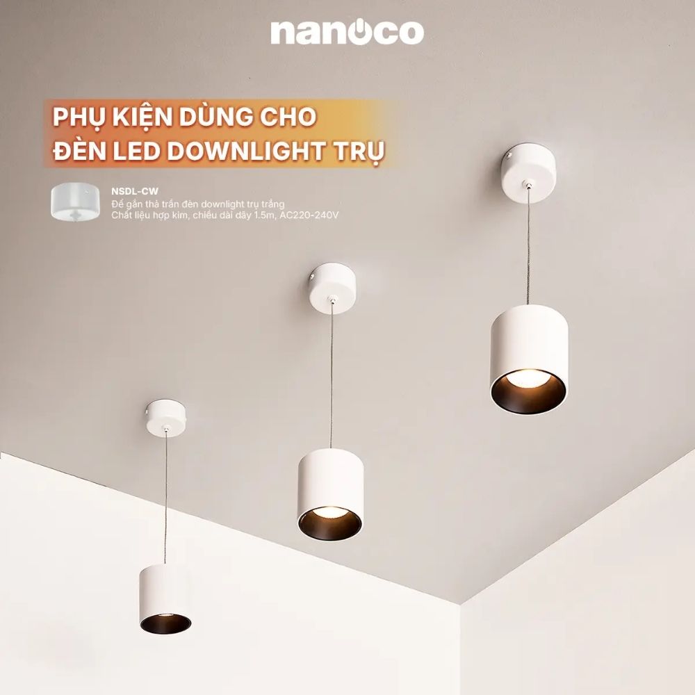 Đèn LED Downlight trụ 10W Nanoco NSDL10 màu trắng