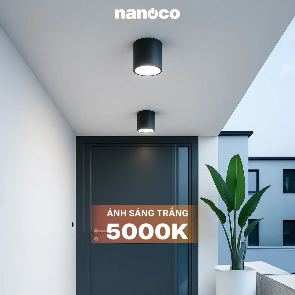 Đèn LED Downlight trụ 15W Nanoco NSDL15 màu đen