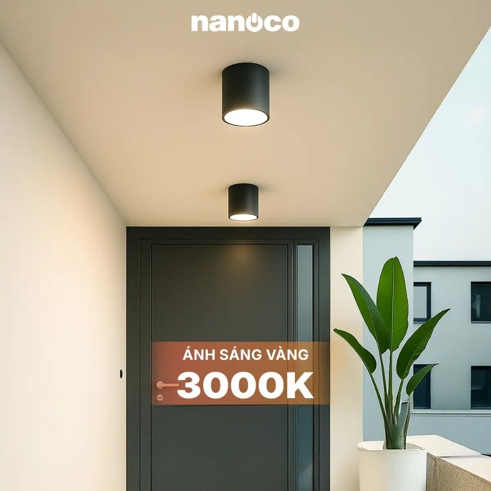 Đèn LED Downlight trụ 15W Nanoco NSDL15 màu đen