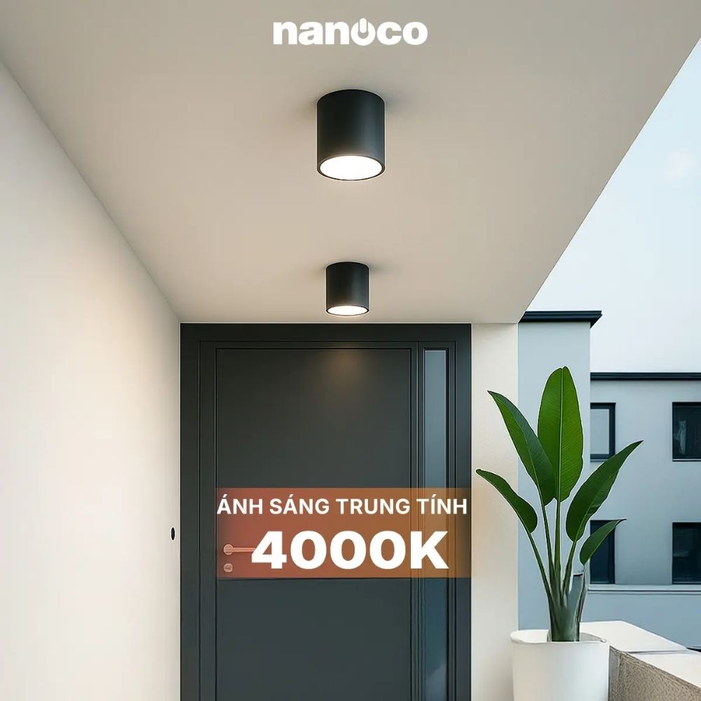 Đèn LED Downlight trụ 15W Nanoco NSDL15 màu đen