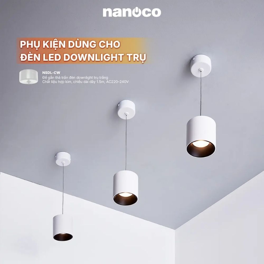 Đèn LED Downlight trụ 15W Nanoco NSDL15 màu trắng