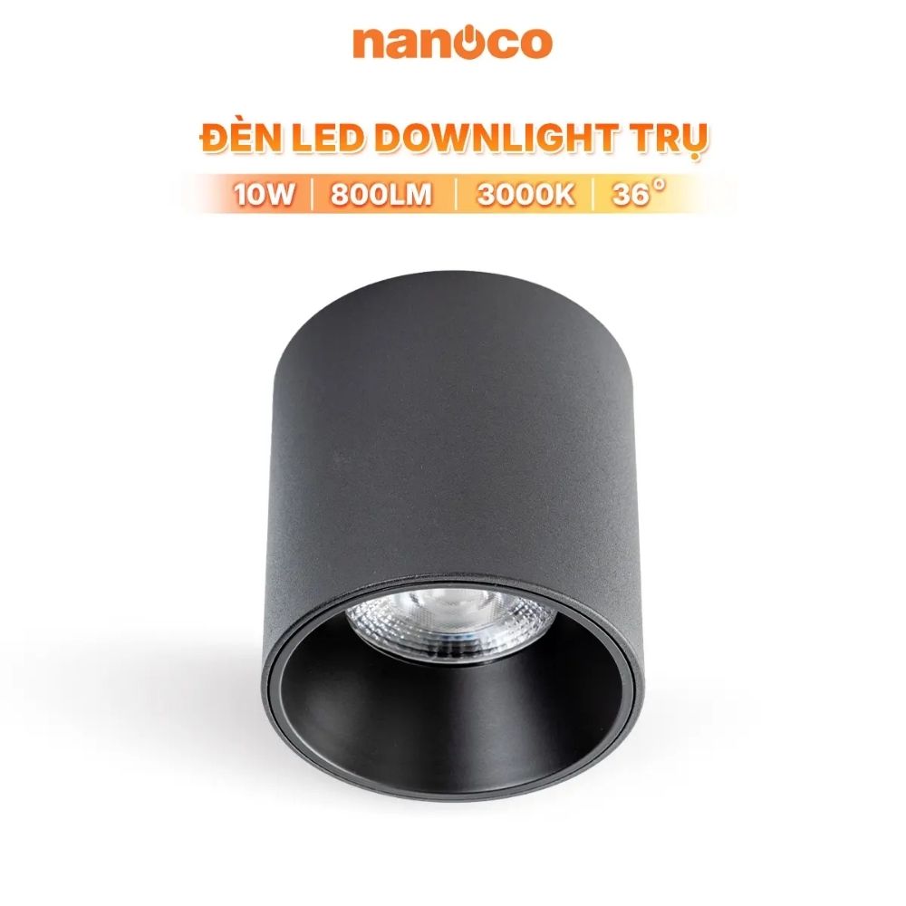Đèn LED Dowlight trụ 10W Nanoco NSDLC10 màu đen