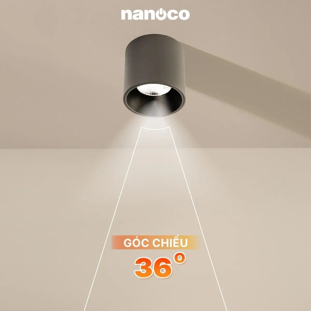 Đèn LED Dowlight trụ 10W Nanoco NSDLC10 màu đen