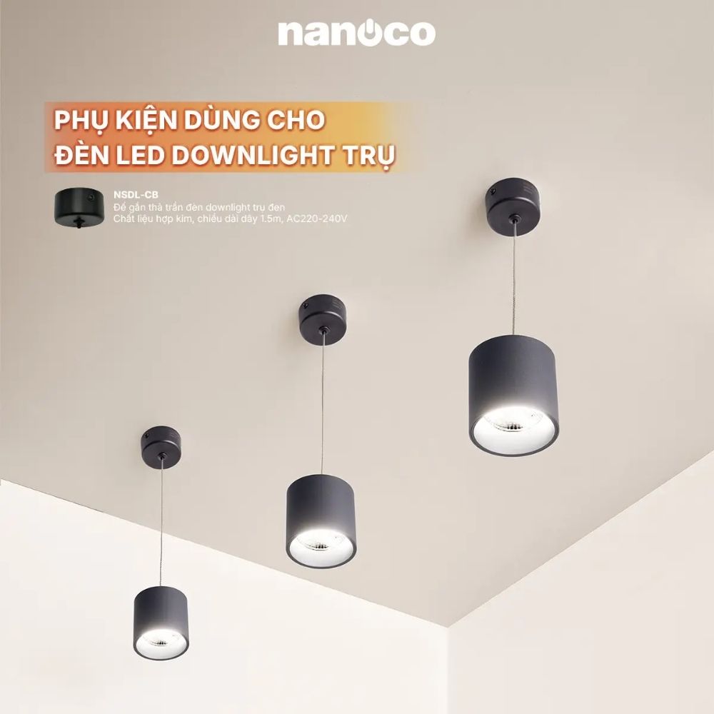 Đèn LED Dowlight trụ 10W Nanoco NSDLC10 màu đen
