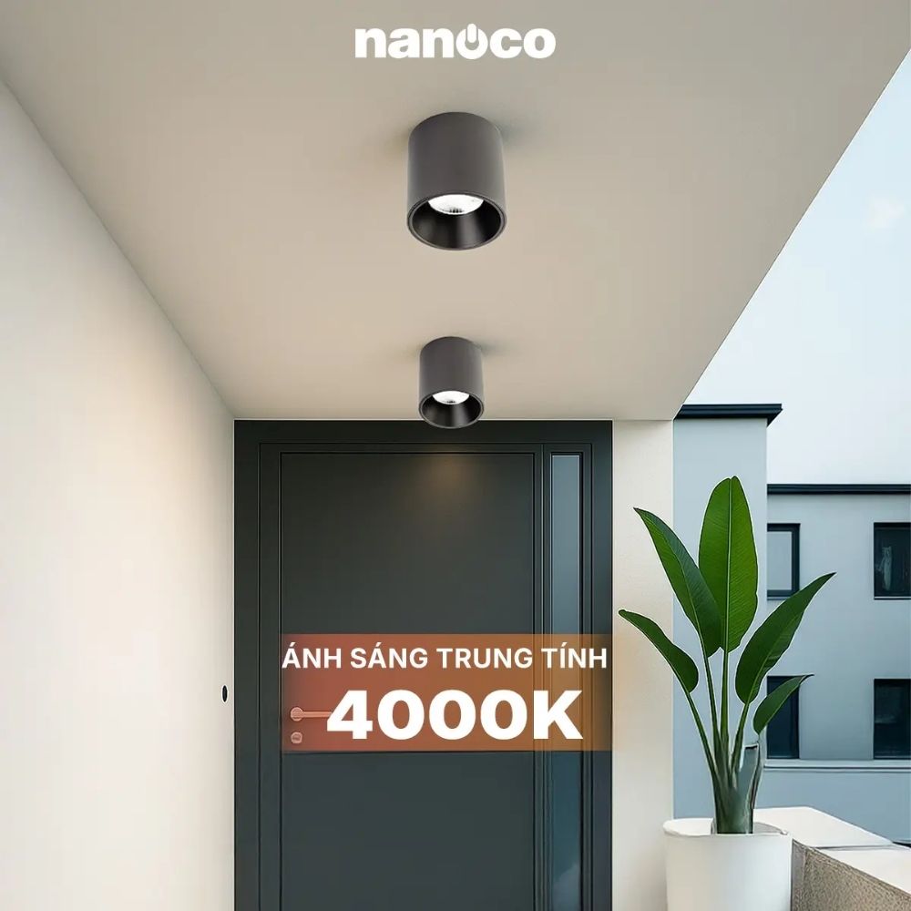 Đèn LED Dowlight trụ 10W Nanoco NSDLC10 màu đen