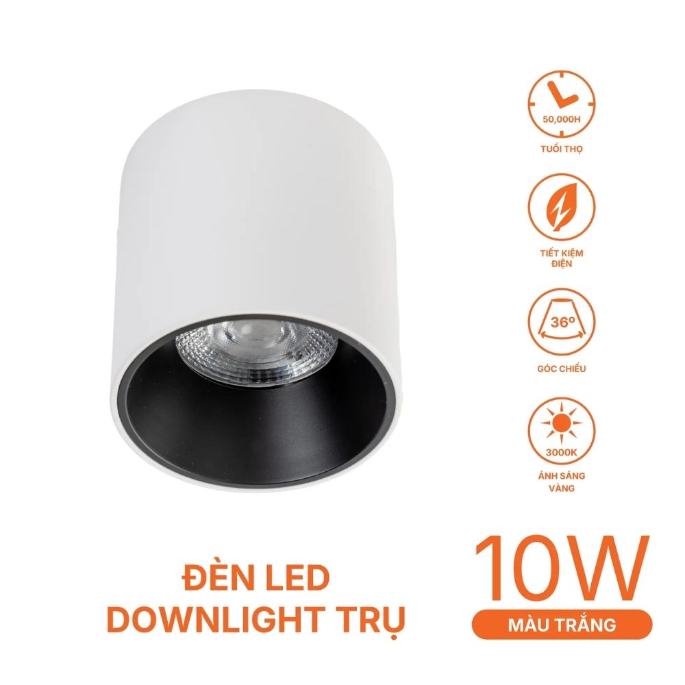 Đèn LED Dowlight trụ 10W Nanoco NSDLC10 màu trắng