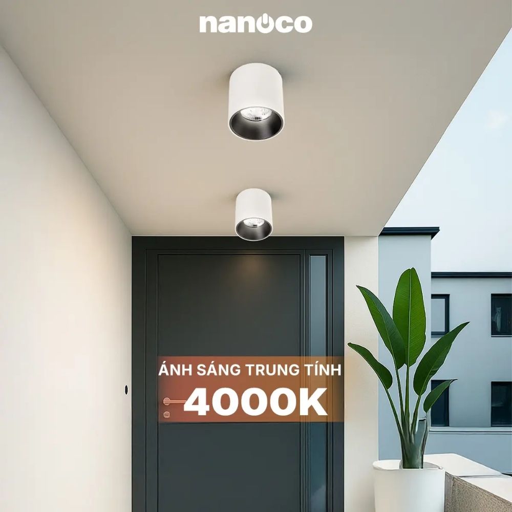 Đèn LED Dowlight trụ 10W Nanoco NSDLC10 màu trắng