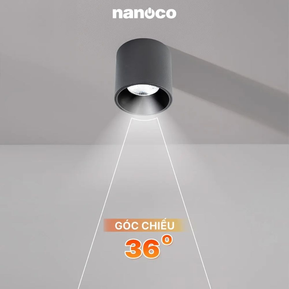 Đèn LED Dowlight trụ 15W Nanoco NSDLC15 màu đen