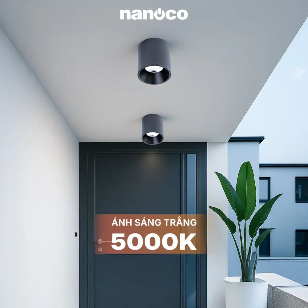 Đèn LED Dowlight trụ 15W Nanoco NSDLC15 màu đen