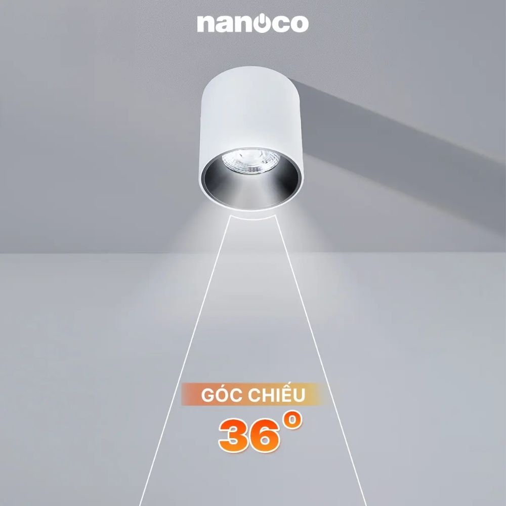 Đèn LED Dowlight trụ 15W Nanoco NSDLC15 màu trắng