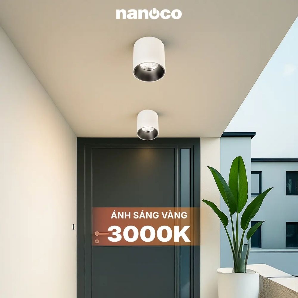 Đèn LED Dowlight trụ 15W Nanoco NSDLC15 màu trắng