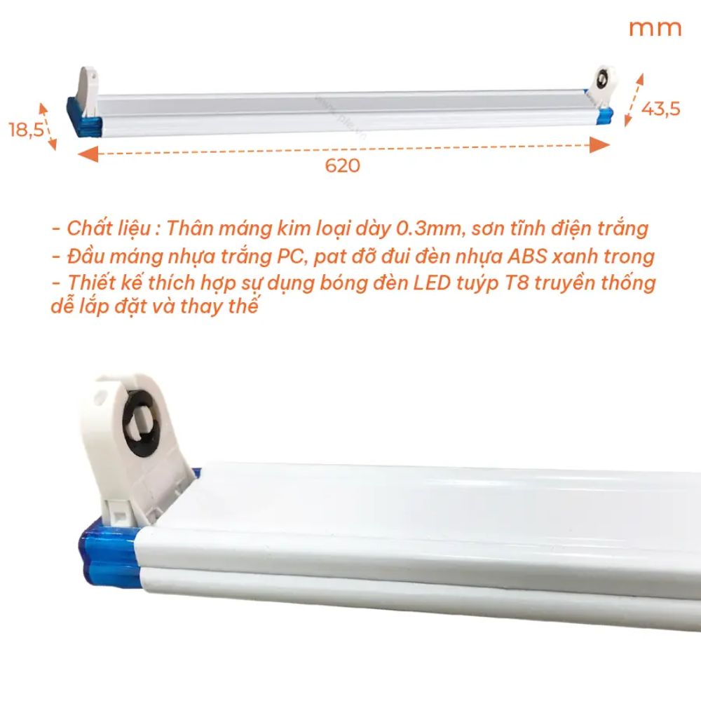 Máng đèn LED Tuýp T8 đơn 0.6m Nanoco NT8F109N