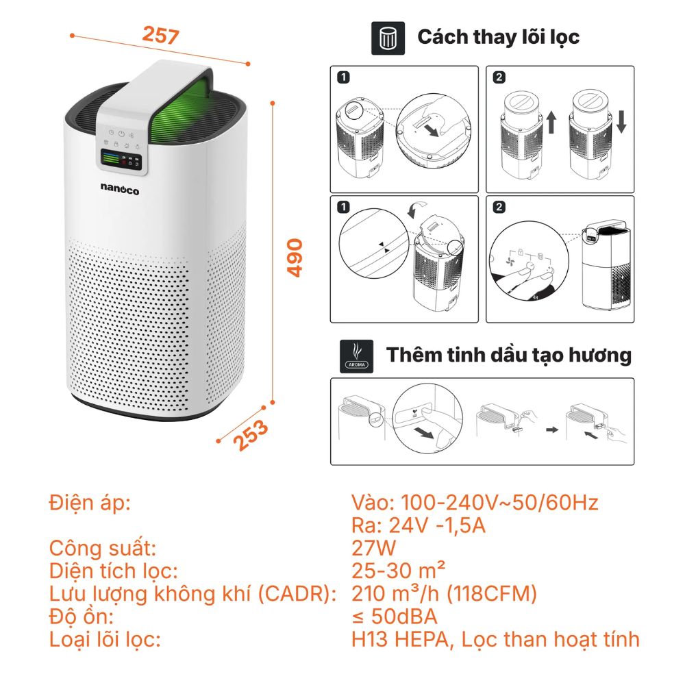 Máy lọc không khí Nanoco NAP9933S