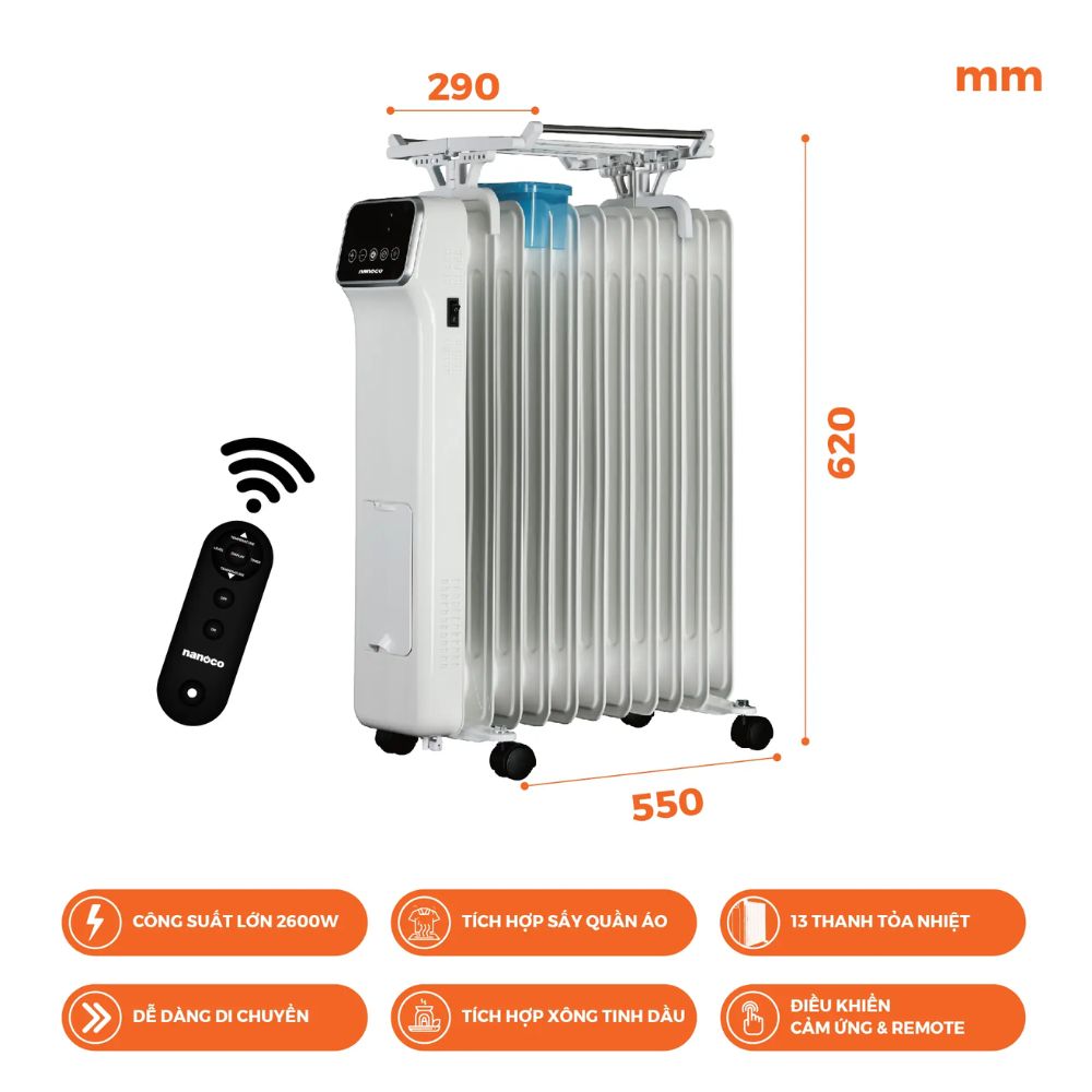 Máy sưởi dầu Nanoco NOH2614RC