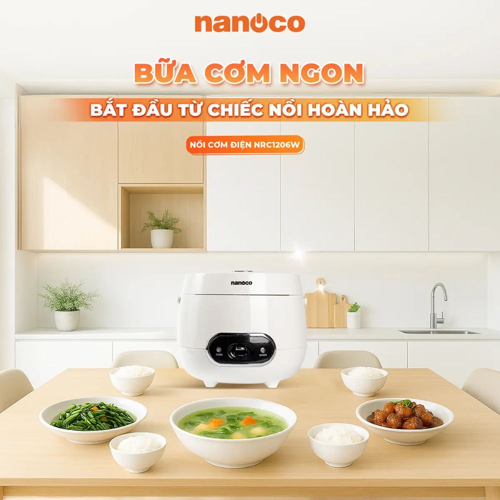 Nồi cơm điện nắp gài 1.2L Nanoco NRC1206W