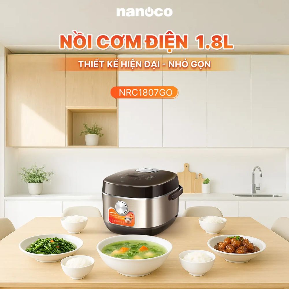 Nồi cơm điện tử 1.8L Nanoco NRC1807GO
