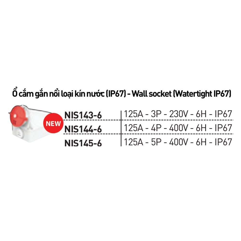 Ổ cắm nổi kín nước 125A IP67 Nanoco