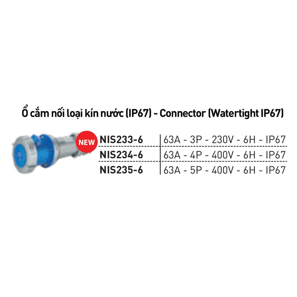 Ổ cắm nối kín nước 63A IP67 Nanoco