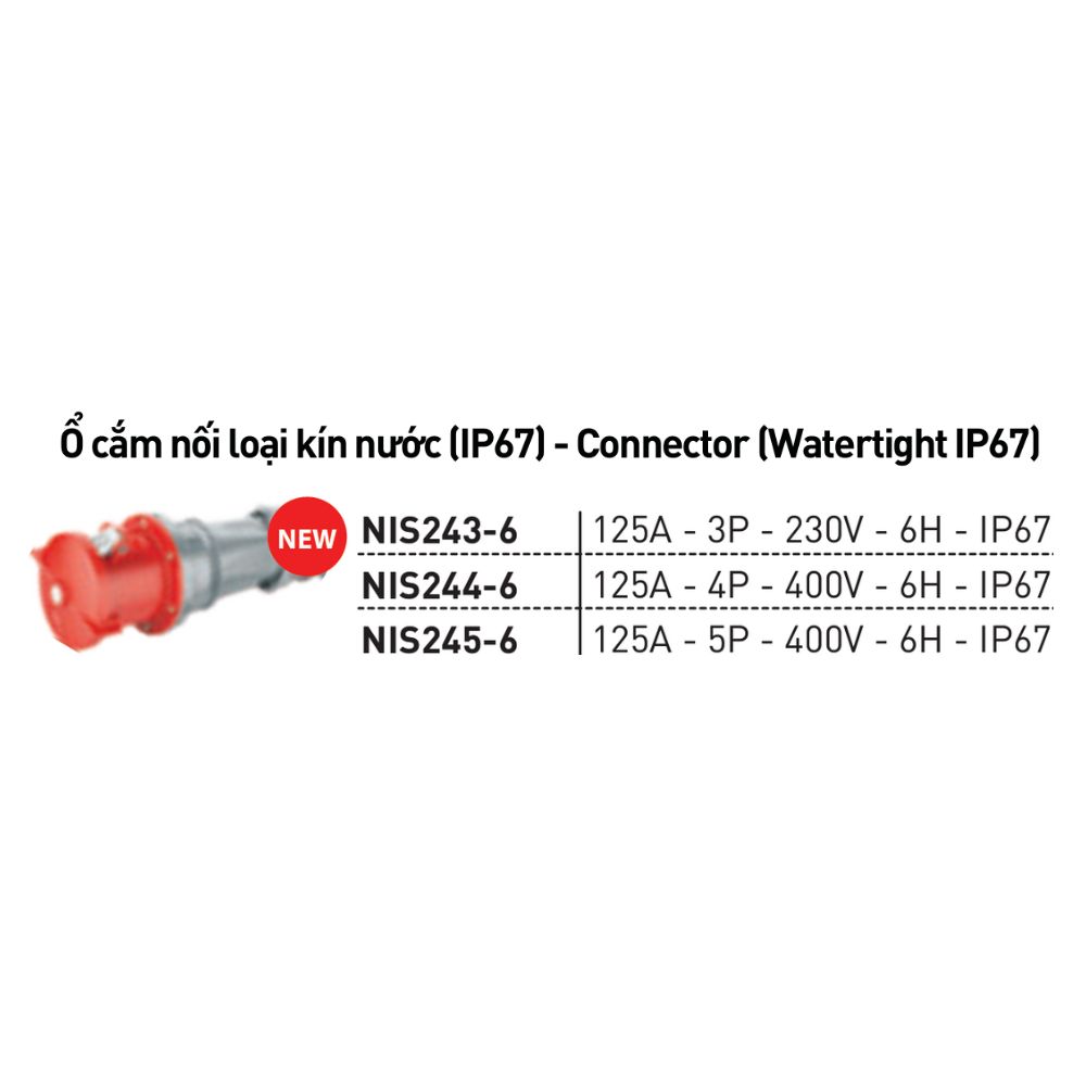 Ổ cắm nối kín nước 125A IP67 Nanoco