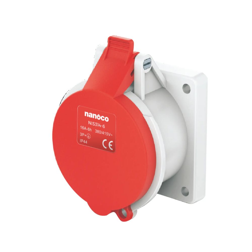 Ổ cắm âm không kín nước dạng thẳng 16/32A IP44 Nanoco