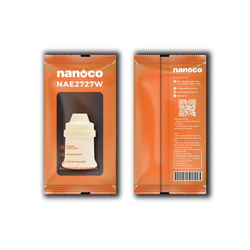 Đui đèn E27 di động màu trắng Nanoco NAE2727W