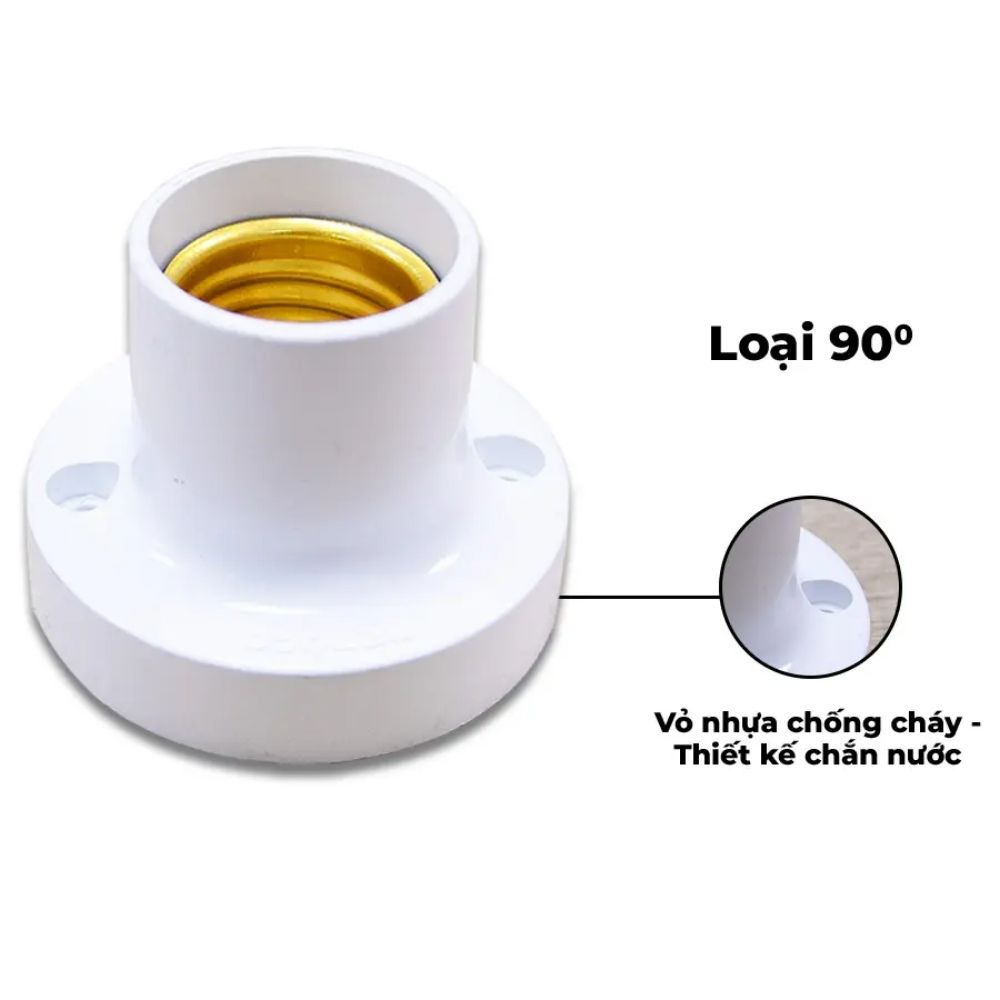 Đui đèn E27 90 độ Nanoco NAE2790W / NAE2790WM1 màu trắng