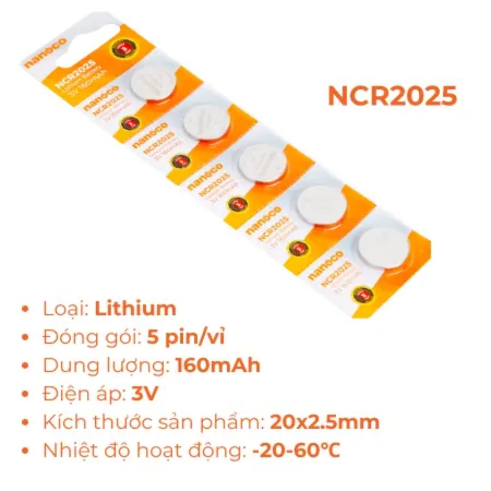 Pin Lithium 3V Nanoco NCR2025