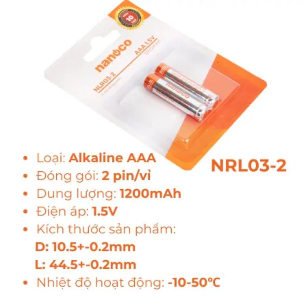 Pin Alkaline AAA 1.5V Nanoco NLR03