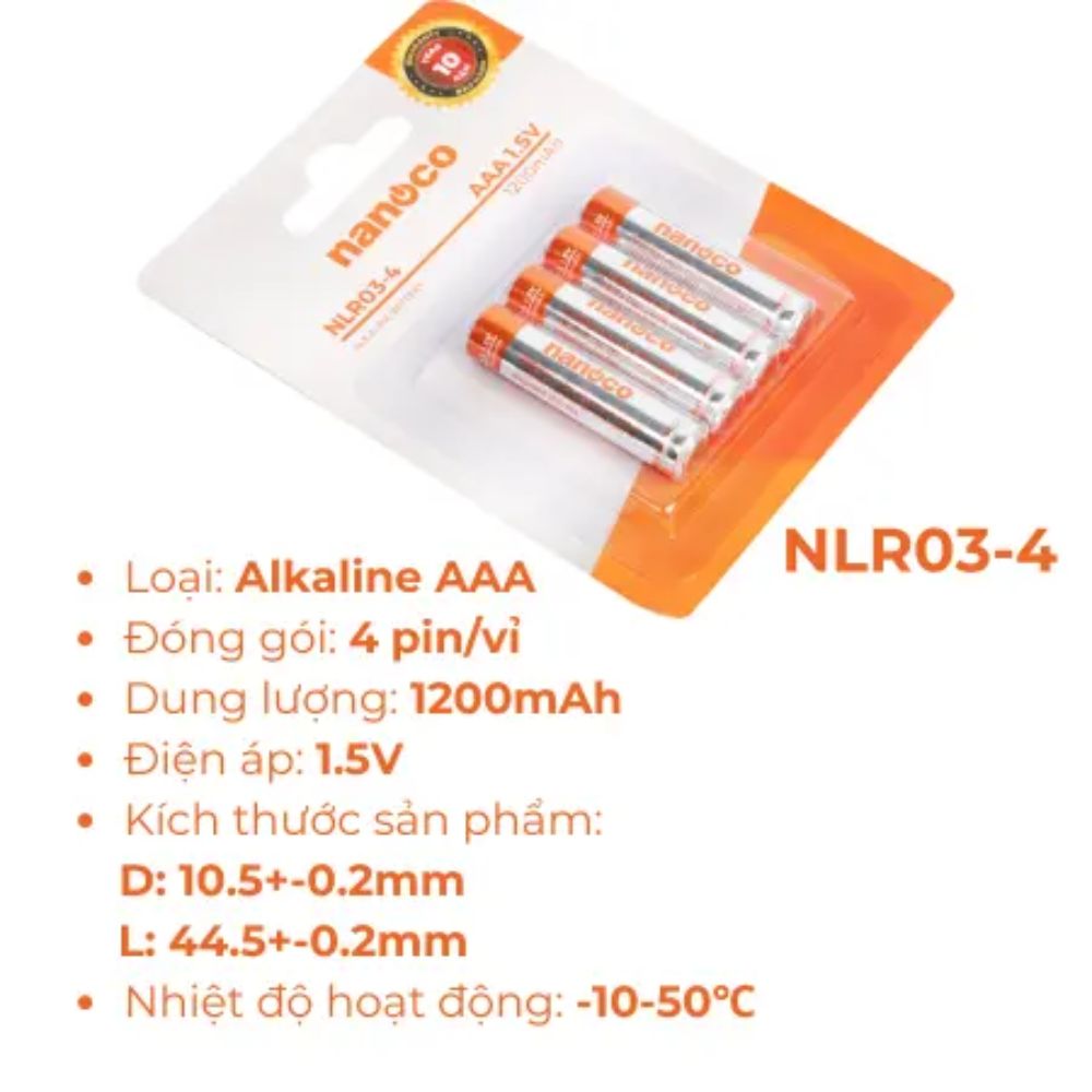 Pin Alkaline AAA 1.5V Nanoco NLR03