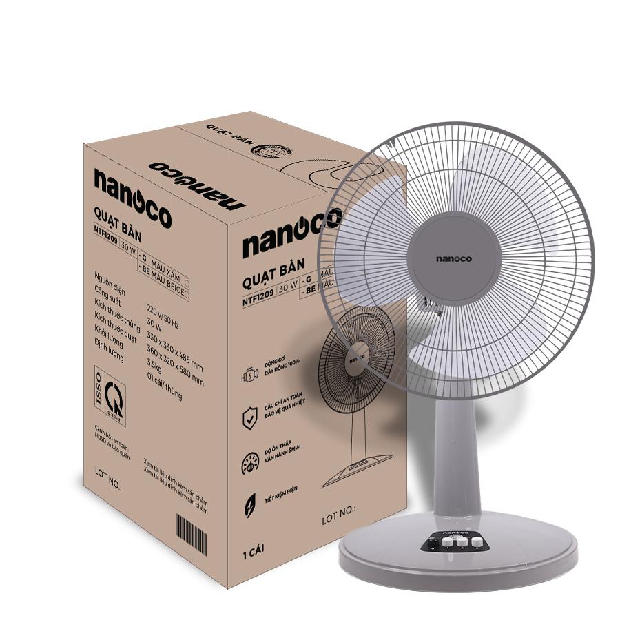 Quạt lửng 3 cánh Nanoco NTF1209BE/G chiều cao 57 cm