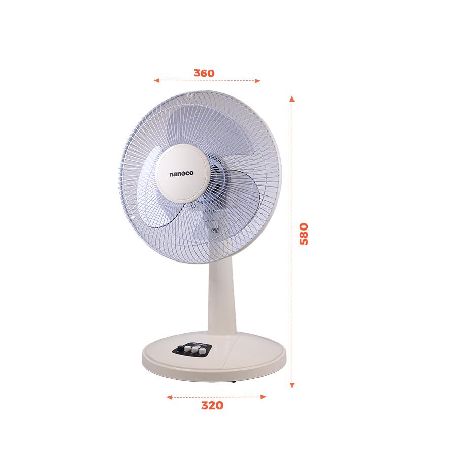 Quạt lửng 3 cánh Nanoco NTF1209BE/G chiều cao 57 cm