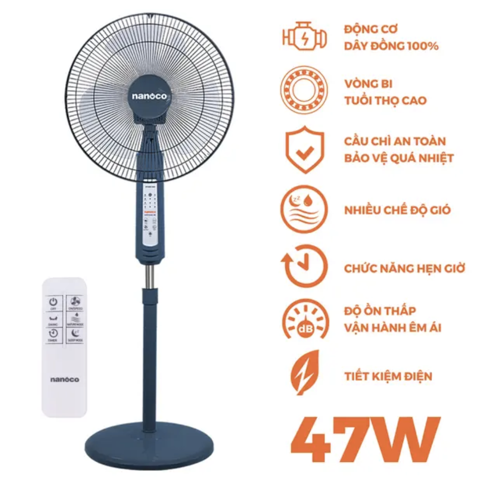 Quạt đứng 3 cánh Nanoco NSF1602G-RCB