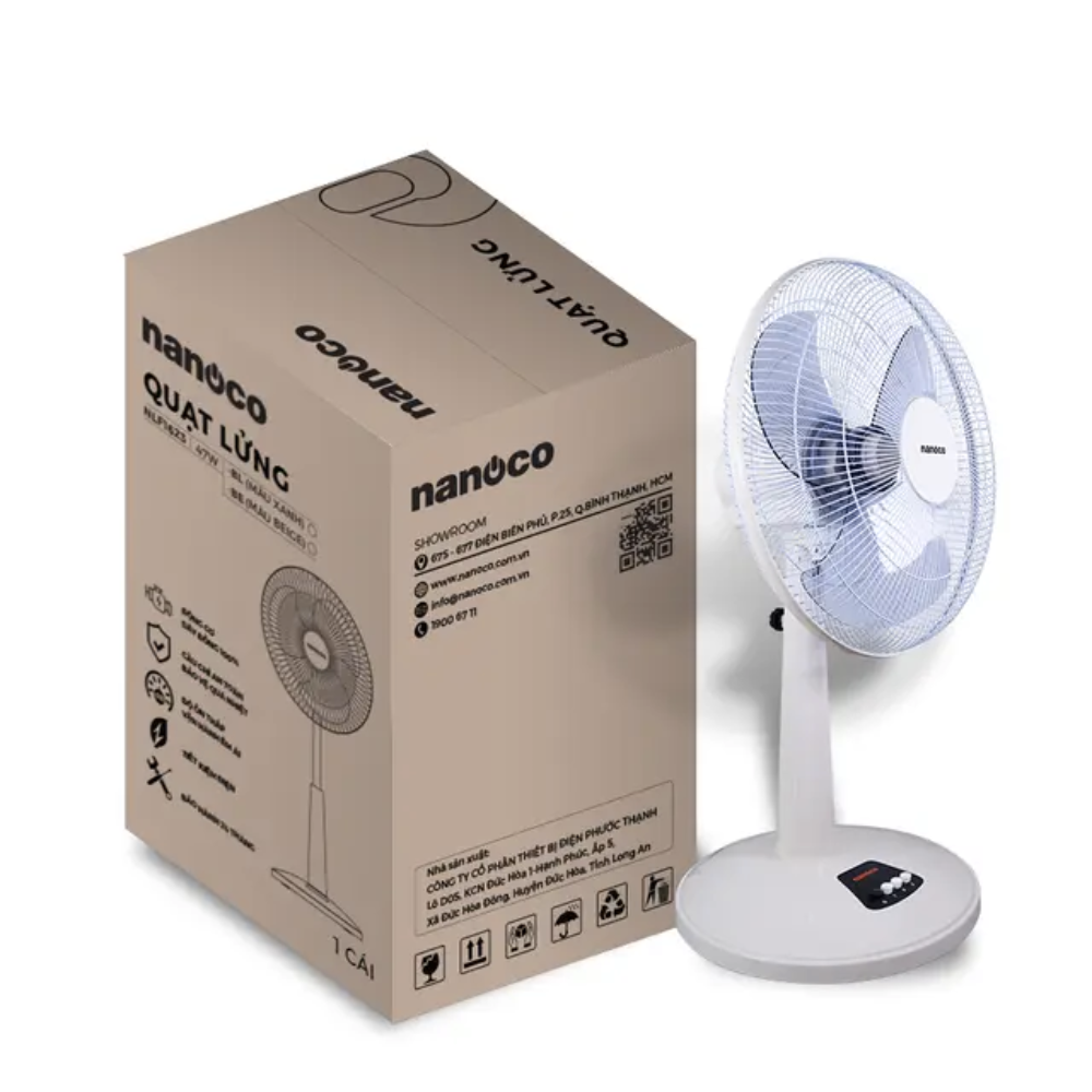Quạt lửng cơ Nanoco NLF1623BL/BE chiều cao 75-93 cm