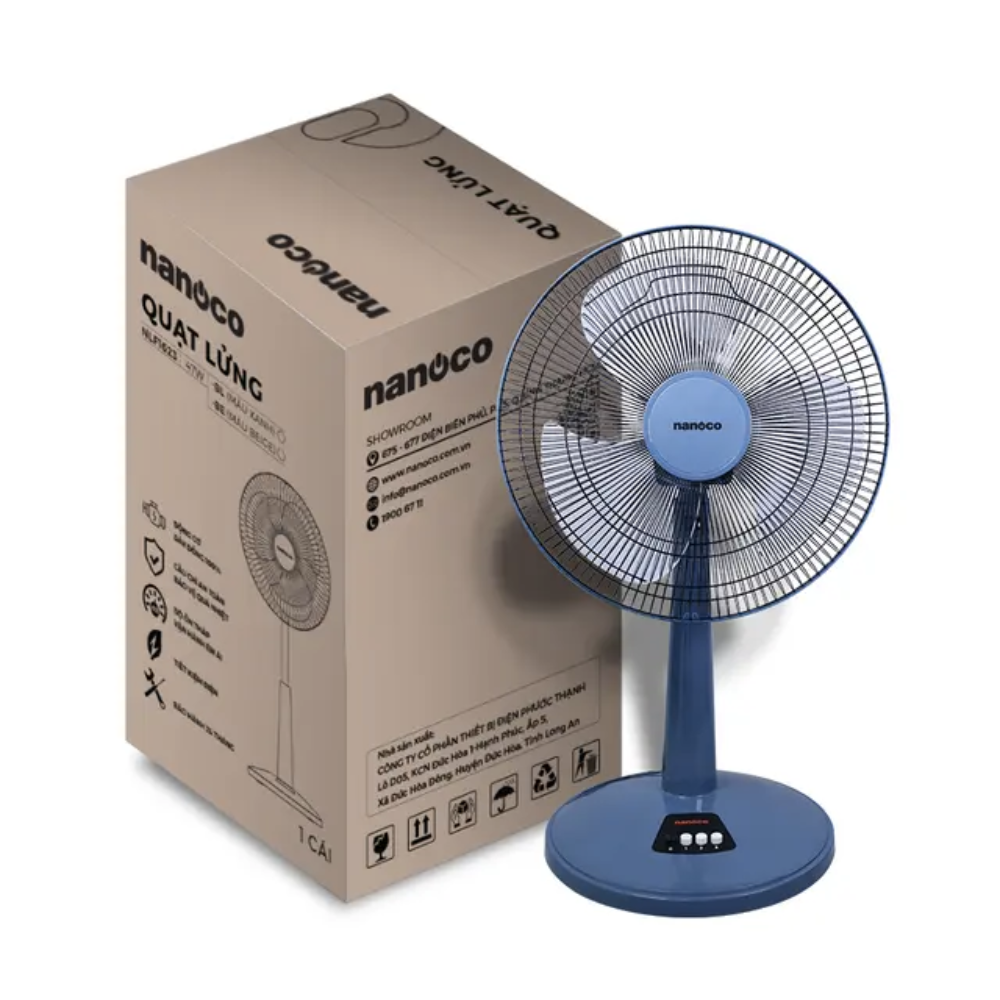 Quạt lửng cơ Nanoco NLF1623BL/BE chiều cao 75-93 cm