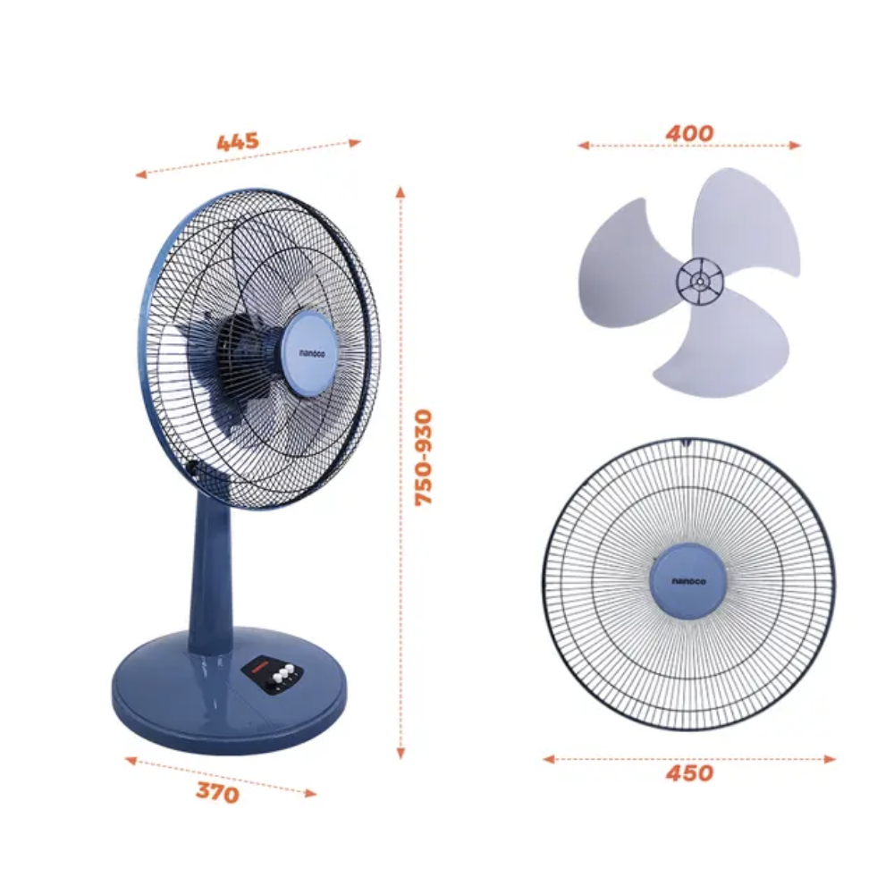 Quạt lửng cơ Nanoco NLF1623BL/BE chiều cao 75-93 cm