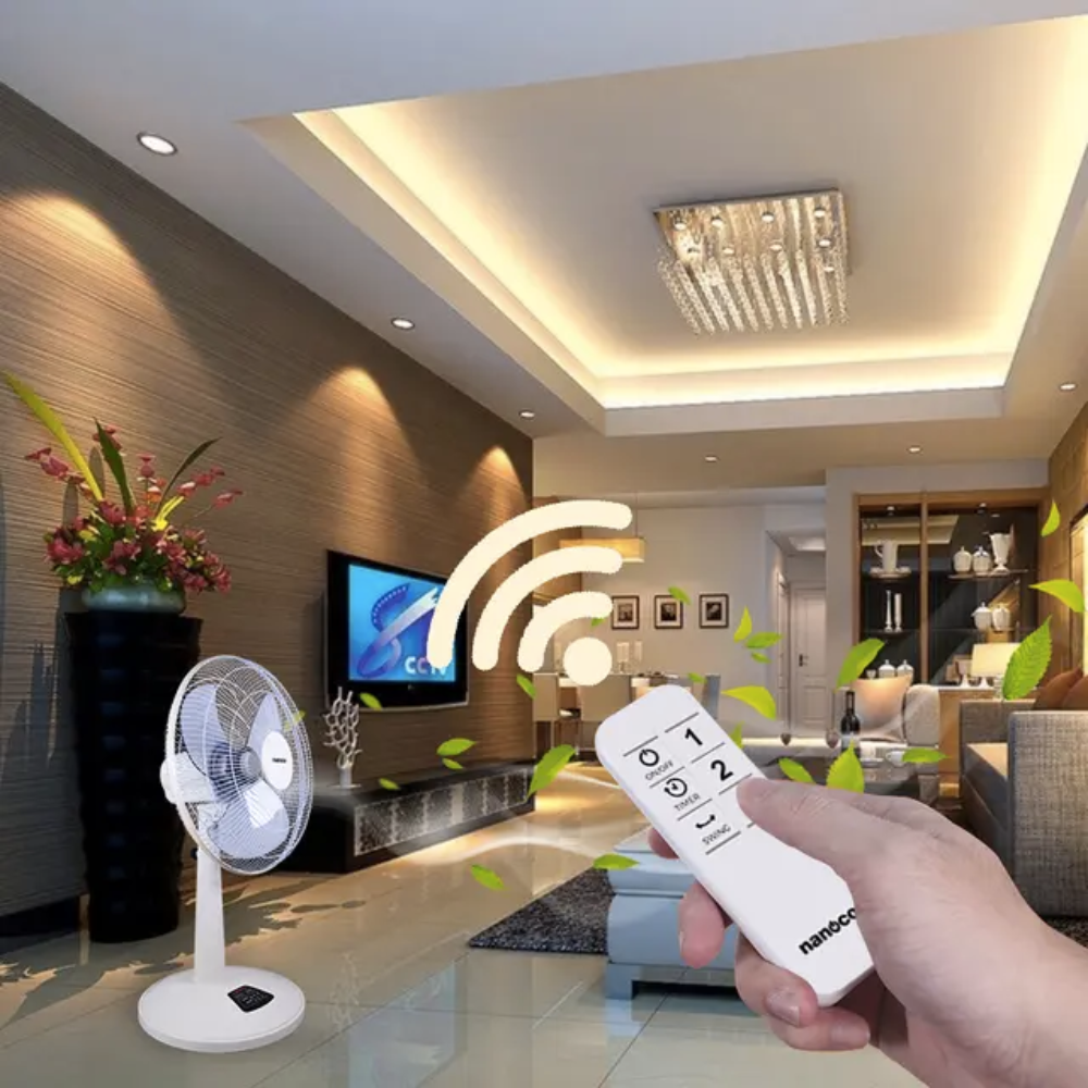 Quạt lửng remote Nanoco NLF1624RC-BL/BE chiều cao 75-93 cm