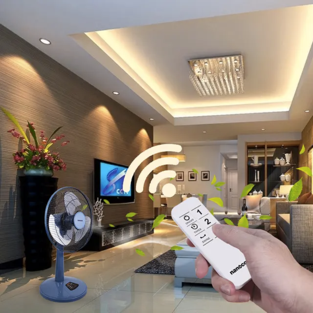 Quạt lửng remote Nanoco NLF1624RC-BL/BE chiều cao 75-93 cm