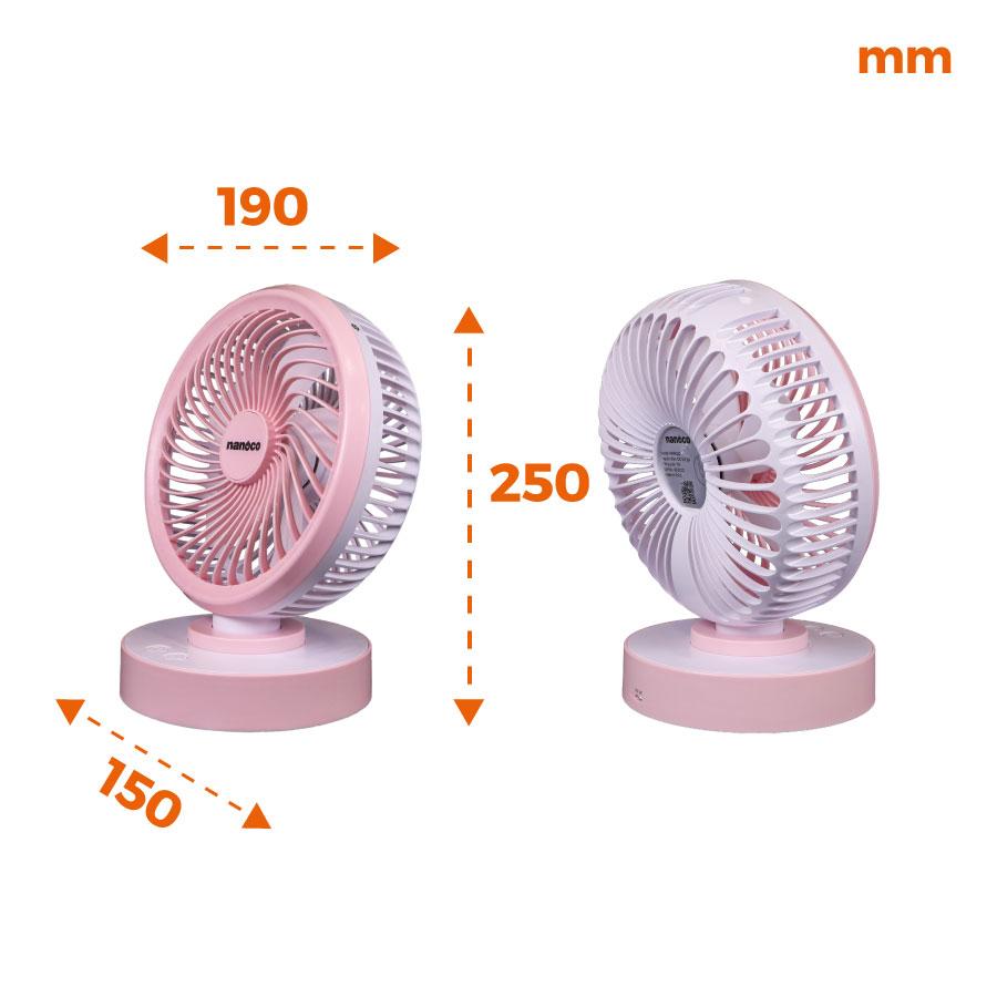 Quạt sạc điện 4 cấp độ gió Nanoco NRF6213G/P