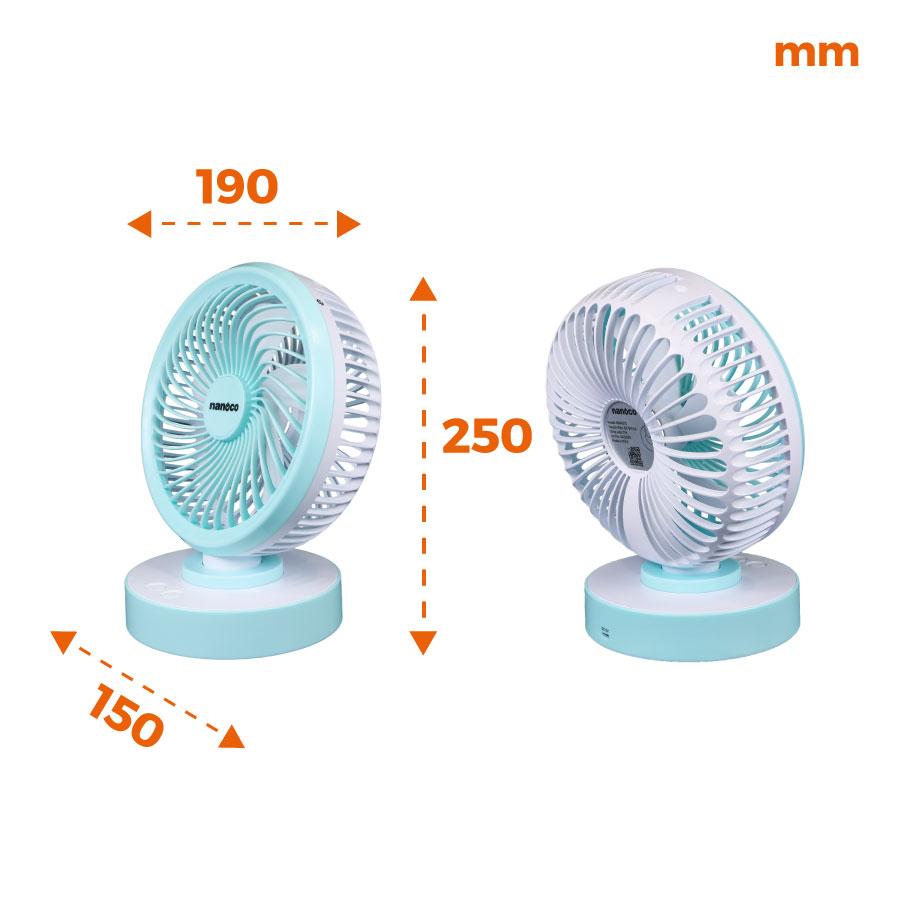 Quạt sạc điện 4 cấp độ gió Nanoco NRF6213G/P