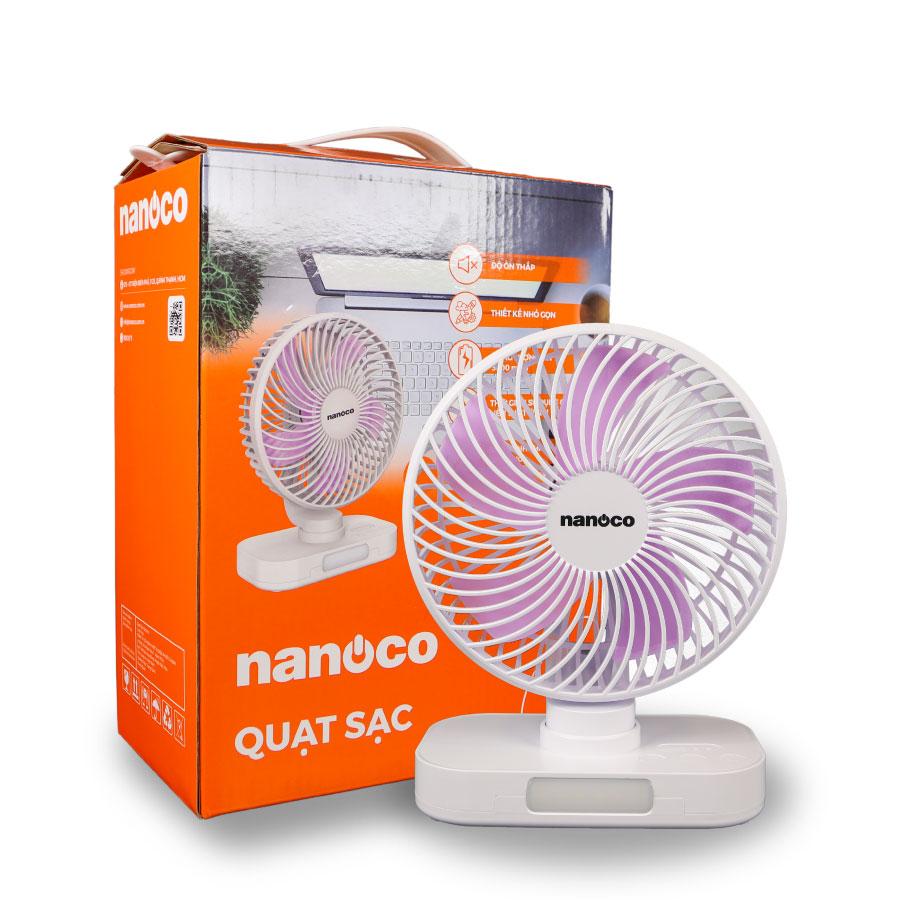 Quạt sạc điện 4 cấp độ gió Nanoco NRF6219W