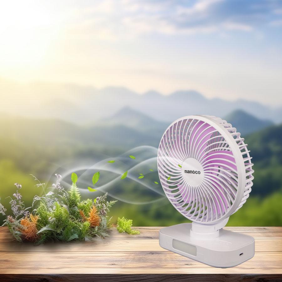Quạt sạc điện 4 cấp độ gió Nanoco NRF6219W
