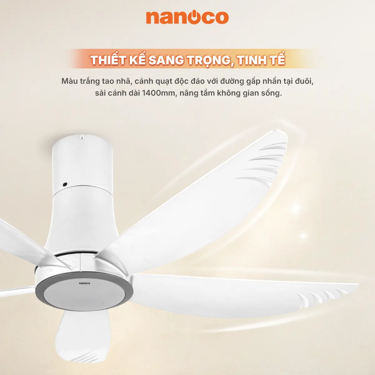 Quạt trần 5 cánh điều khiển từ xa Nanoco NCF5653-WL