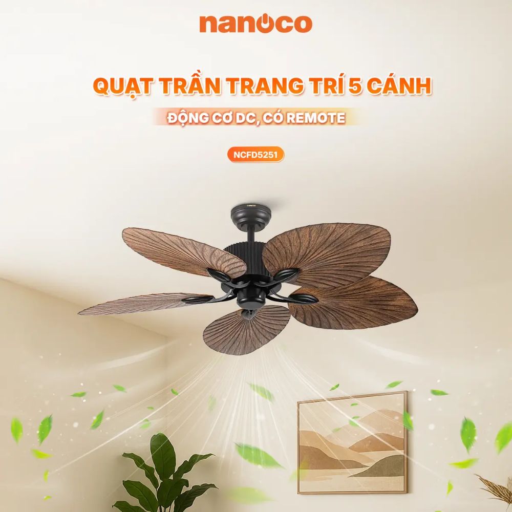 Quạt trần 5 cánh Nanoco NCFD5251