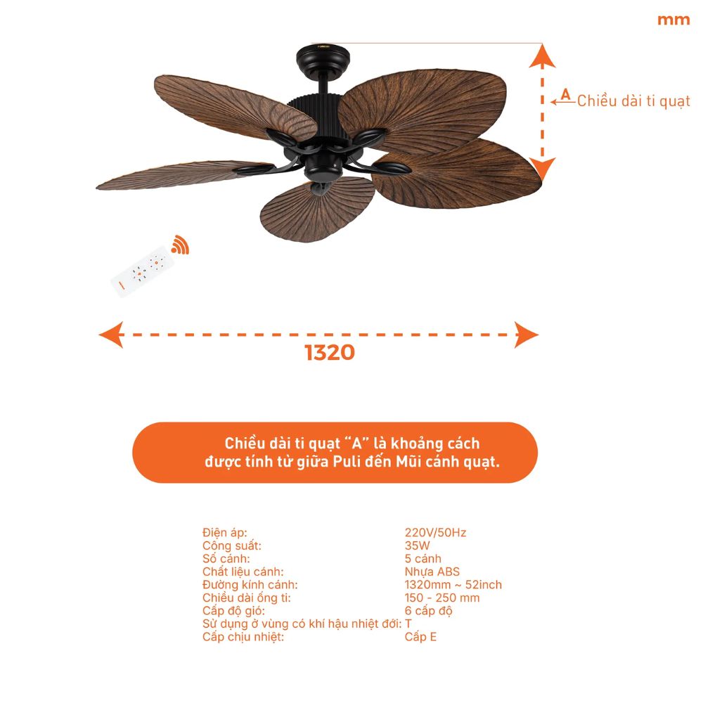 Quạt trần 5 cánh Nanoco NCFD5251